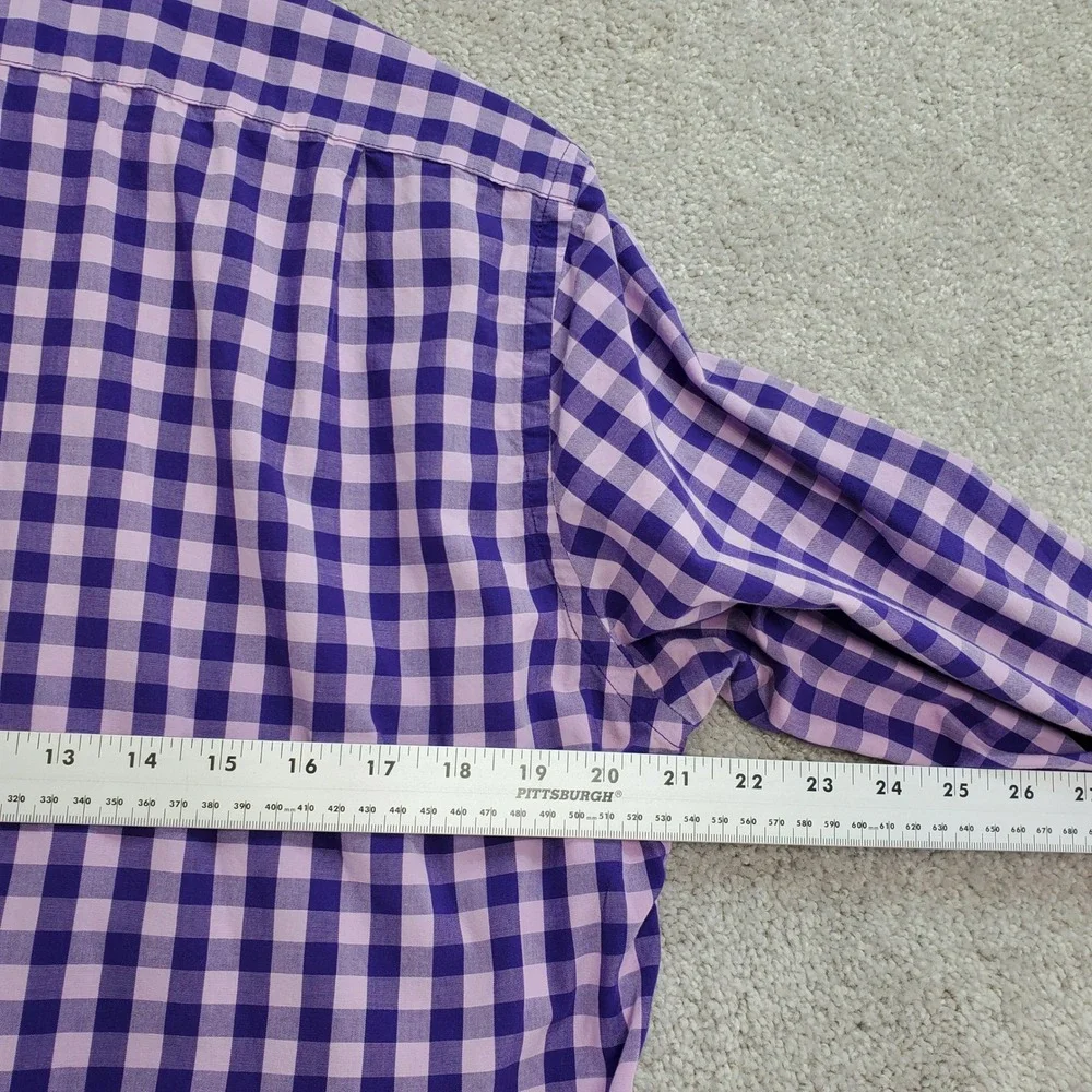 J. Crew Slim Fit Gingham Plaid Button Down Shirt Mens  M Purple Pink Long Sleeve